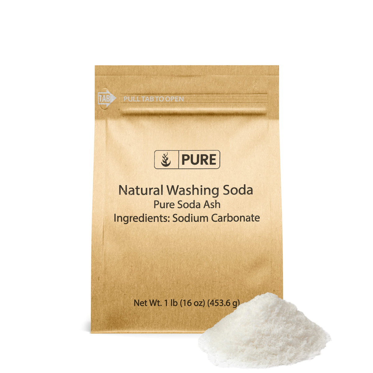 Pure Original Ingredients Natural Washing Soda (1 lb.), Eco-Friendly Packaging, Multi-Purpose Cleaner, Water Softener, Stain-Remover