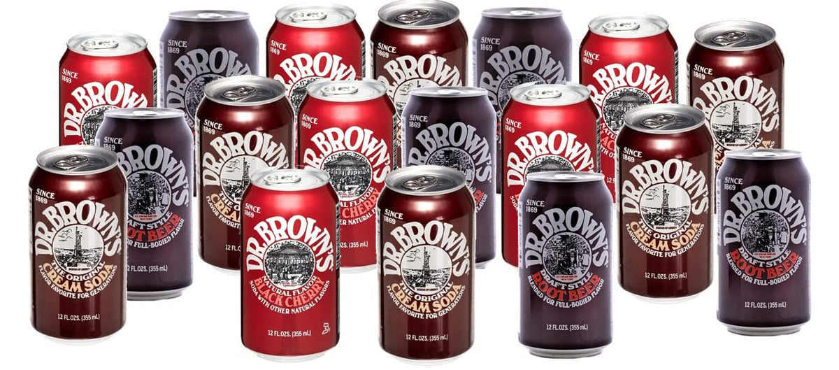 Dr. Browns Soda (18 Pack): 6 Black Cherry, 6 Root Beer, 6 Cream Soda 12oz cans