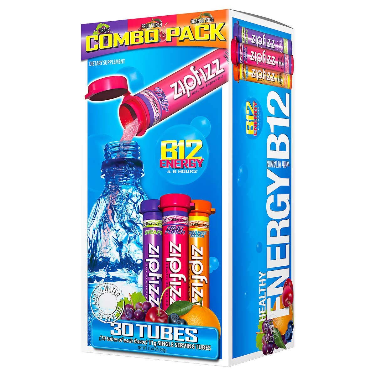 Zipfizz Healthy Energy Drink Mix, Variety Pack, 30 Tubes (2 Pack)