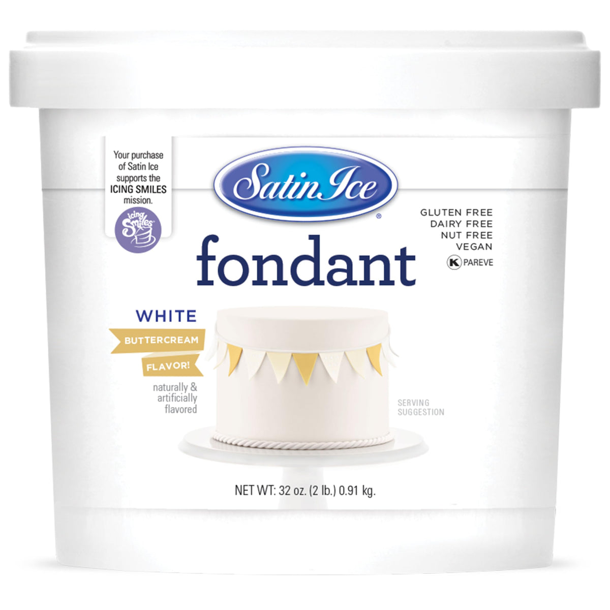 Satin Ice Fondant for Cake Decorating, White Buttercream (2 Pound)