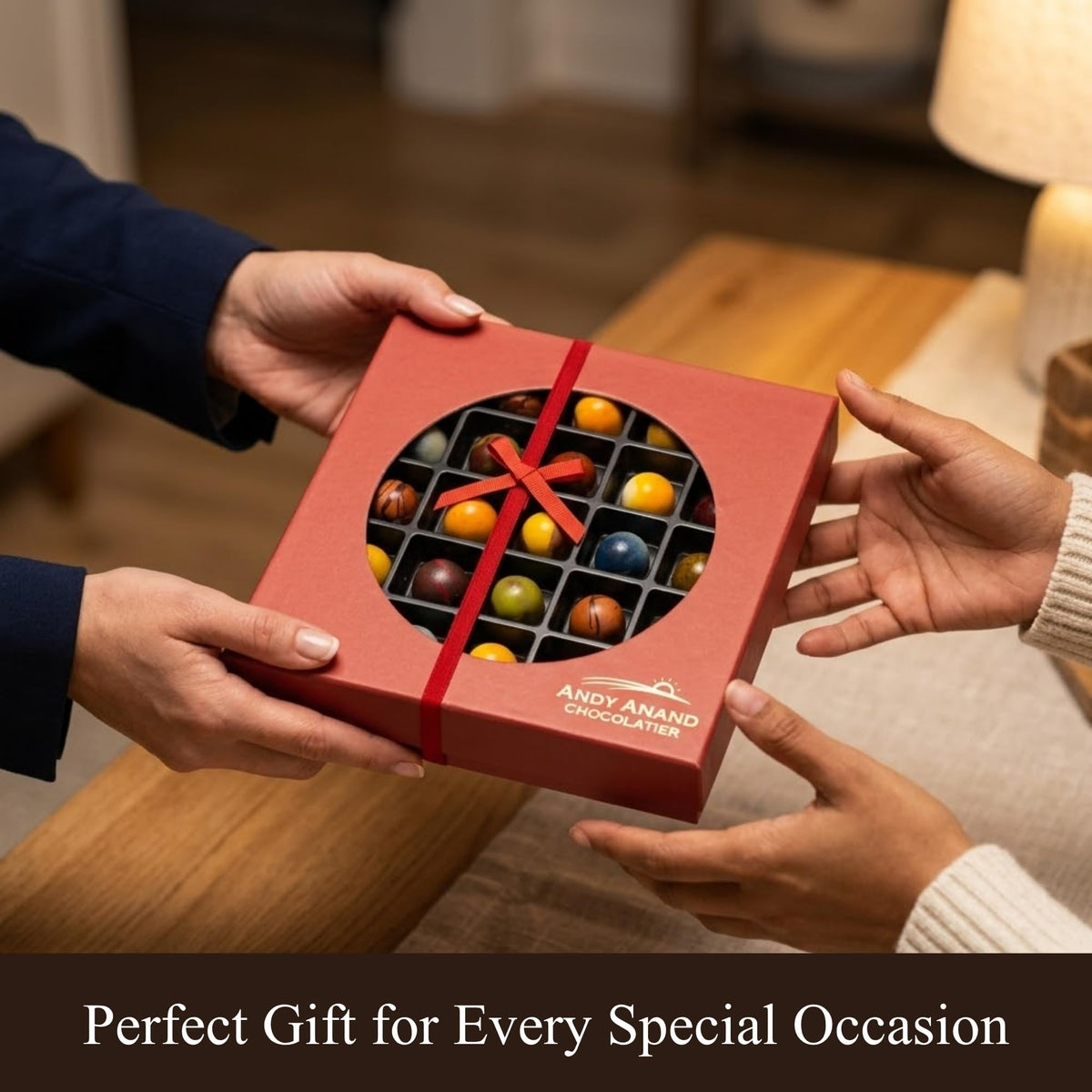 Andy Anand Chocolate Truffles & Pralines Bonbons Box - 25 Pcs, 8 oz Belgian Assorted Chocolate Monet Gift Collection with Elegant European