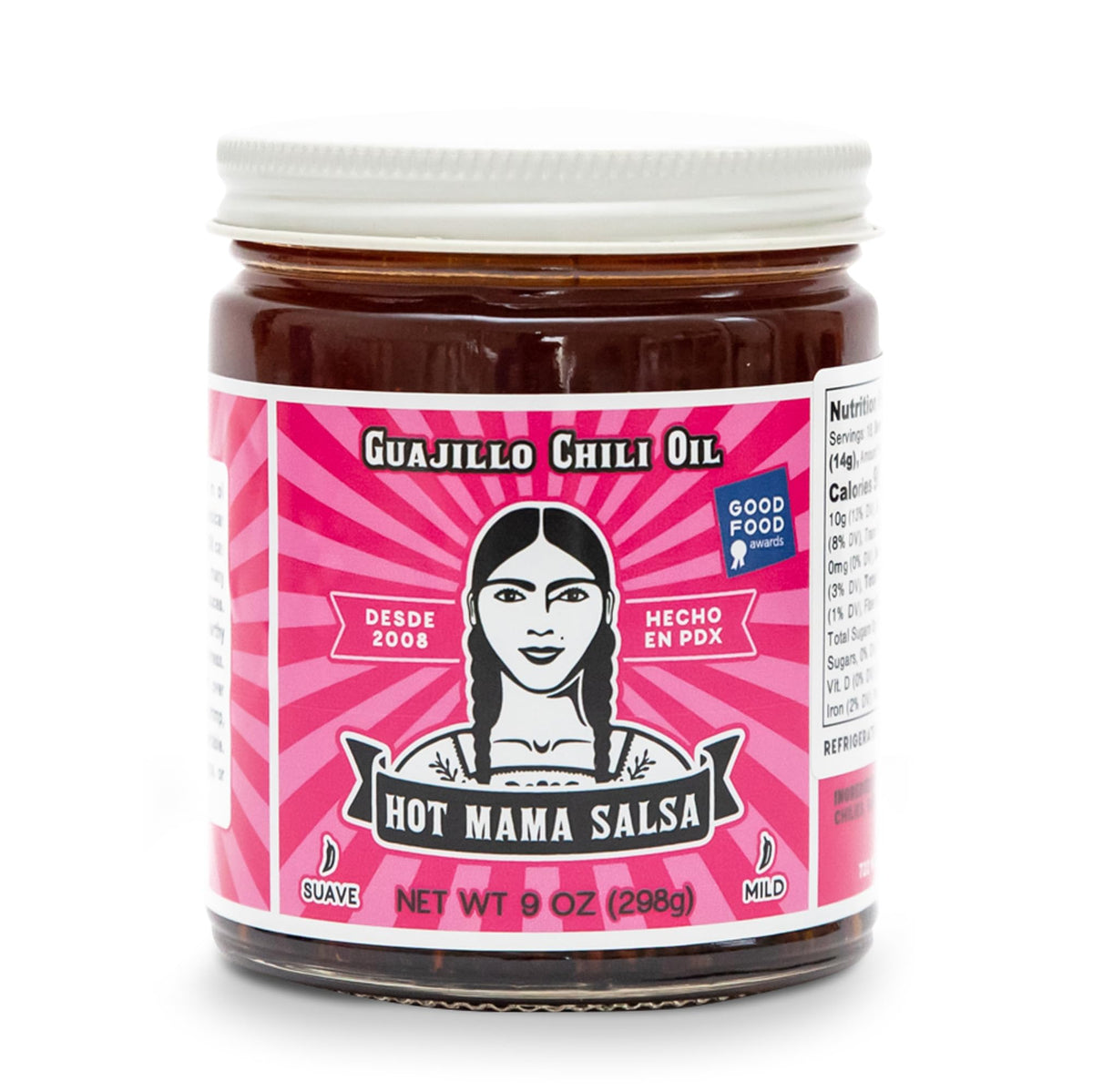 Hot Mama Salsa Guajillo Chili Oil - A Chili Oil Rich in Antioxidants, Low Calorie, No Preservatives, Additives, or GMOs - Perfect for Mushrooms