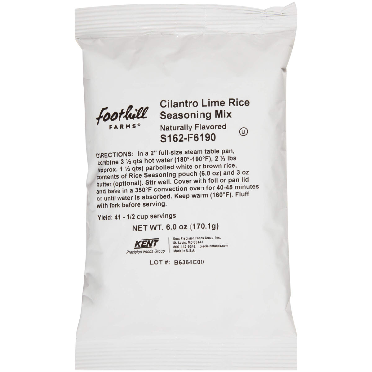 Foothill Farms Cilantro Lime Rice Seasoning Mix, 6 Oz Bag (Pack Of 10)