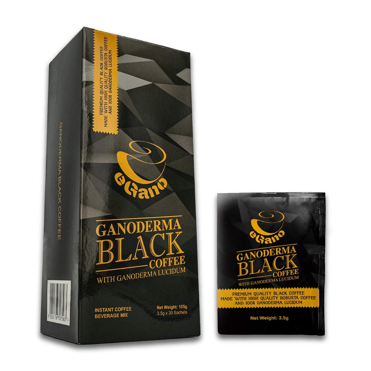 2 Boxes eGano Premium Ganoderma Black Coffee Instant Coffee With Ganoderma Lucidum Extract (3.5g x 30 Sachets / Box)