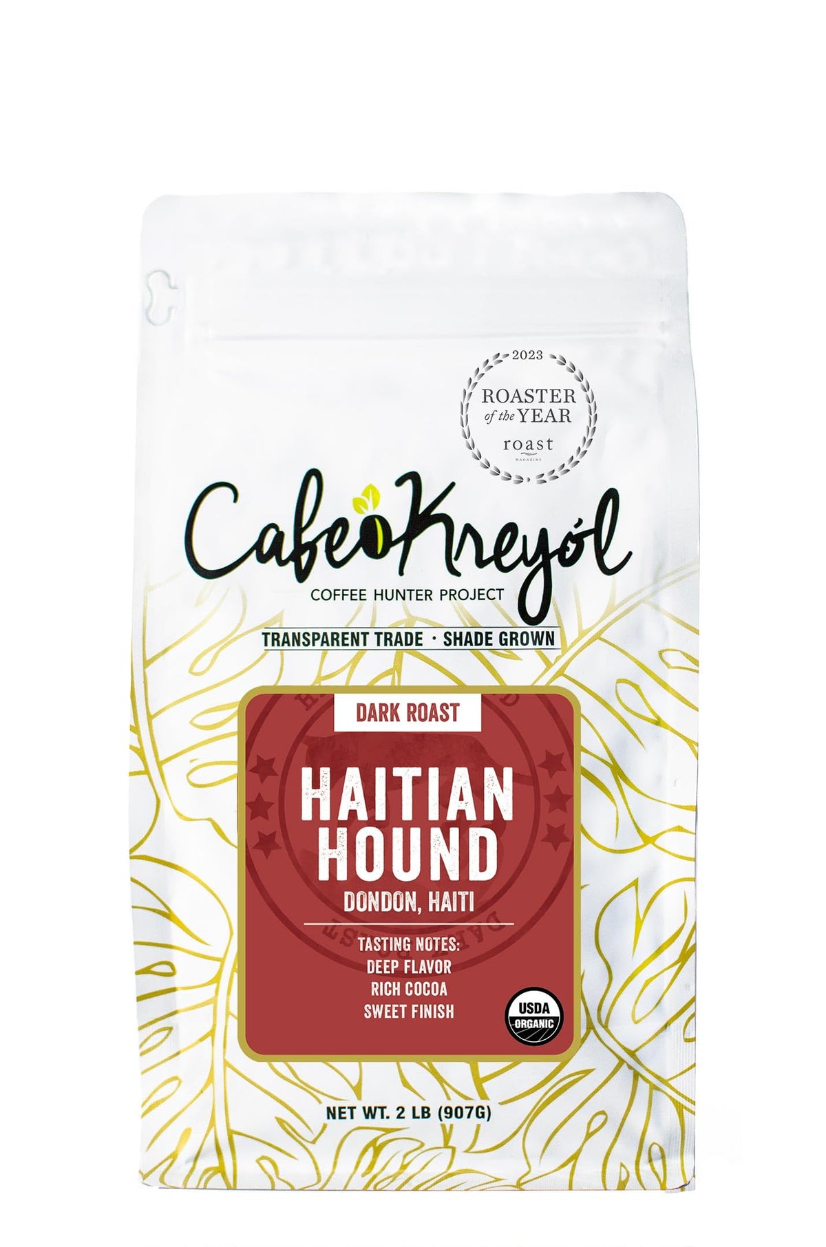 Cafe Kreyol Organic Haitian Hound | 2 lb - Haitian Blue Dark Roast Coffee - Whole Bean Coffee, is Smooth Low Acid and Bold, Deep Notes of Chocolate