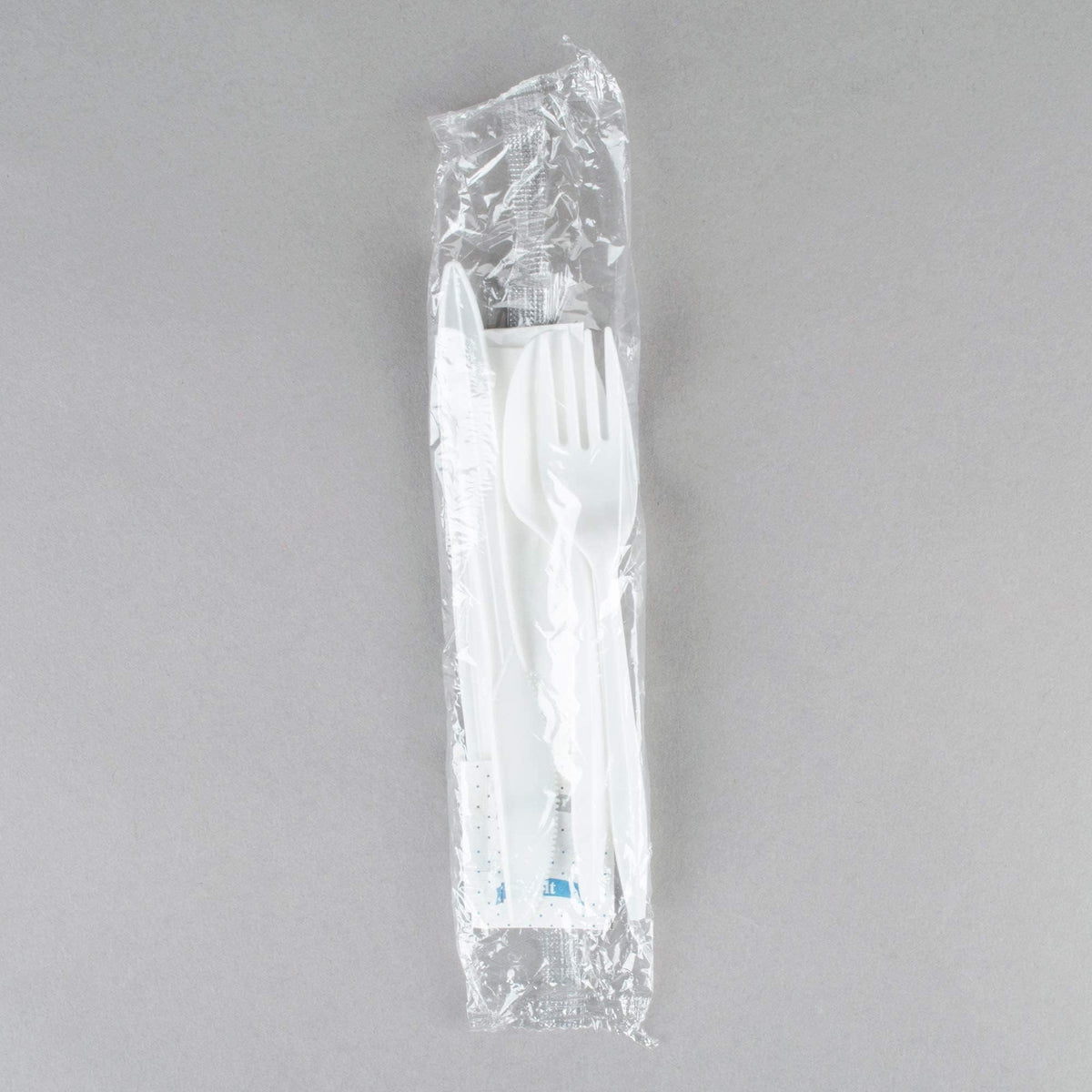 450 White Plastic Cutlery Packets - Knife Fork Spoon Napkin Salt Pepper Sets, Individually Wrapped Disposable Silverware