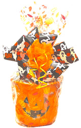 Hand-Designed Halloween Pumpkin Gift Basket with Premium Halloween Candy, Chocolates, and Snacks. Halloween Candy Gift for Kids, Families,