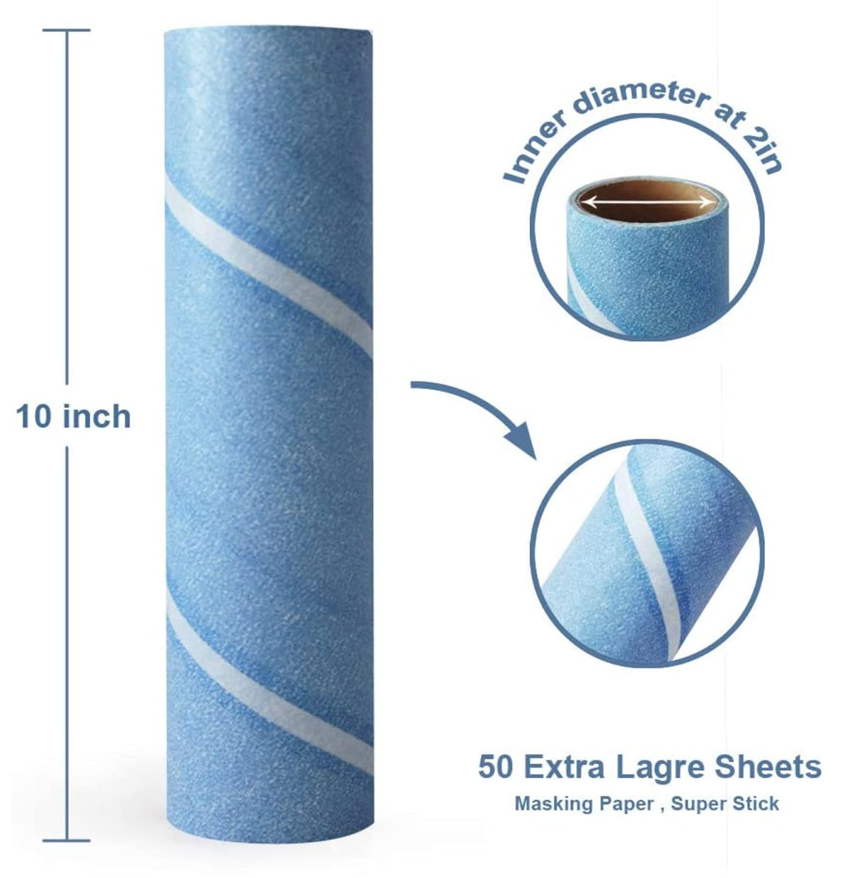 Leo 10-Inch Wide Lint Roller Refills, 6 Rolls with 50 Sheets Each (300 Sheets Total), Extra Sticky for Pet Hair, Carpet & Floor Cleaning