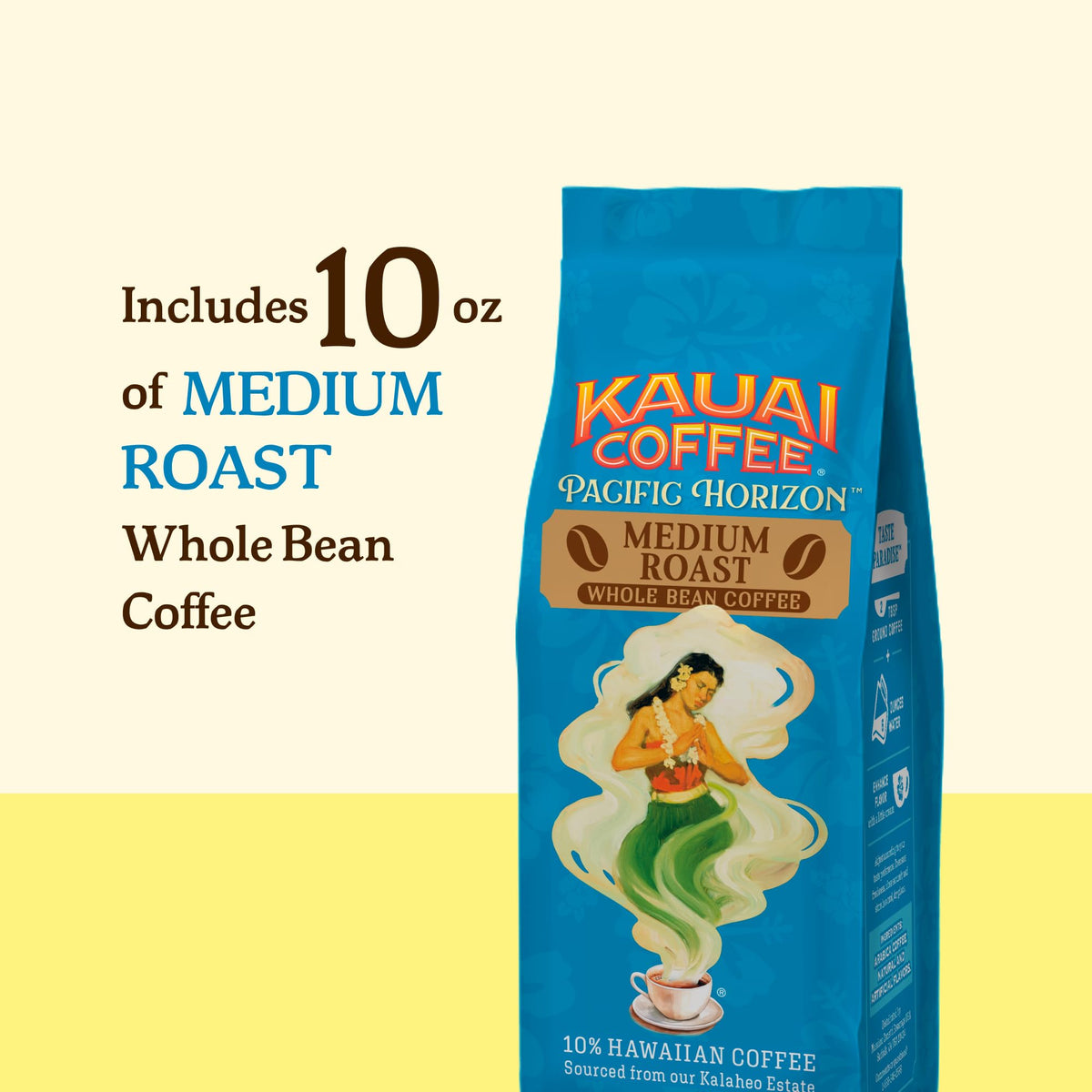 Kauai Coffee Whole Bean Coffee - Smooth, Non-Bitter Pure Arabica - Light Floral Notes & Bright Aroma - Grown on Hawaii's Largest Coffee Farm - Koloa