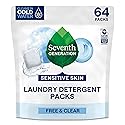 Seventh Generation Laundry Detergent Packs, Free & Clear, Made for Sensitive Skin, EPA Safer Choice Certified, 64 Count
