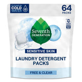 Seventh Generation Laundry Detergent Packs, Free & Clear, Made for Sensitive Skin, EPA Safer Choice Certified, 64 Count