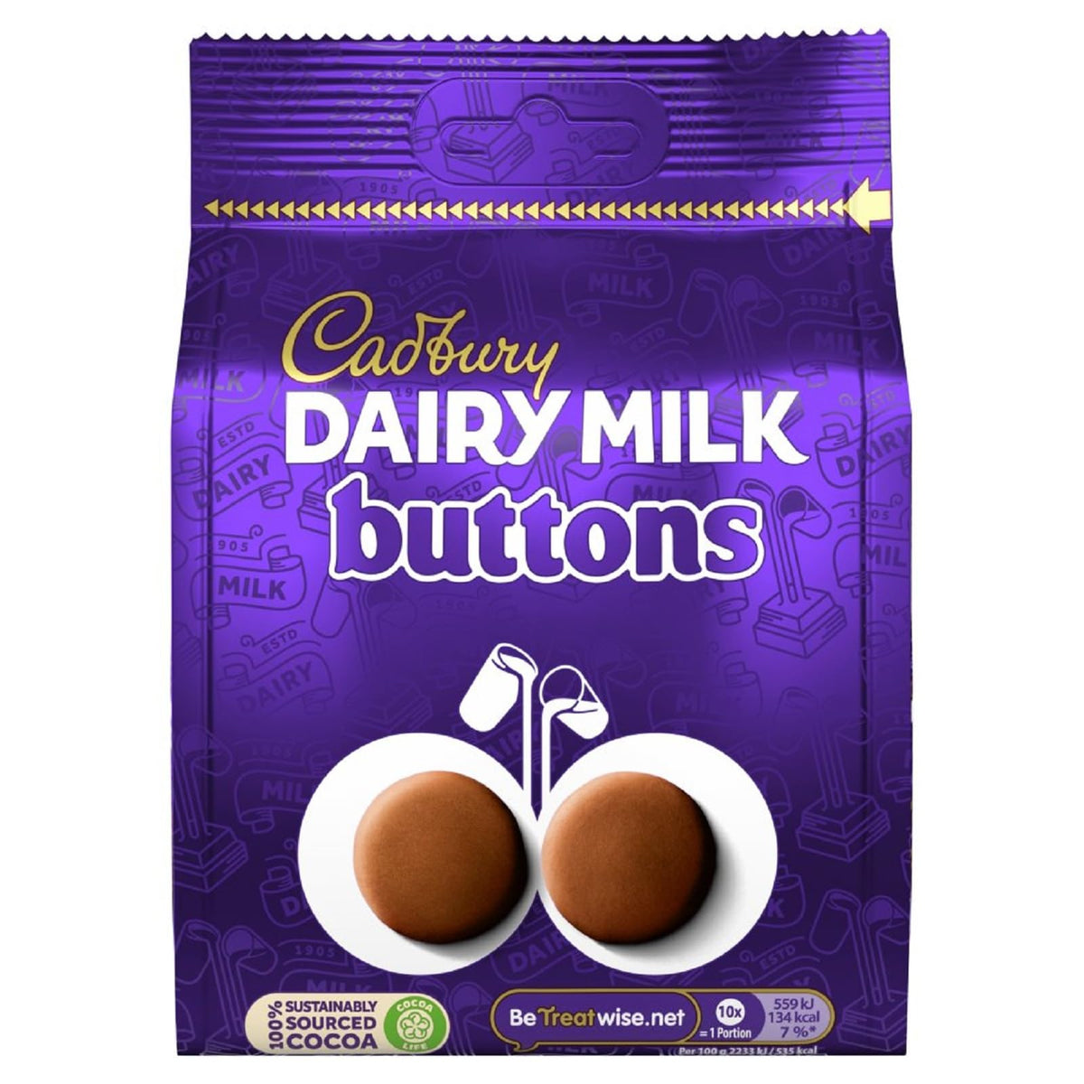 Cadbury Dairy Milk Giant Chocolate Buttons Bag, 85g , Perfect for sharing with friends and family, Pack of 10