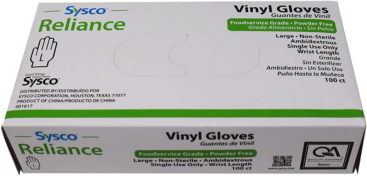 Sysco New Disposable Vinal Gloves Large 100 Per Box…