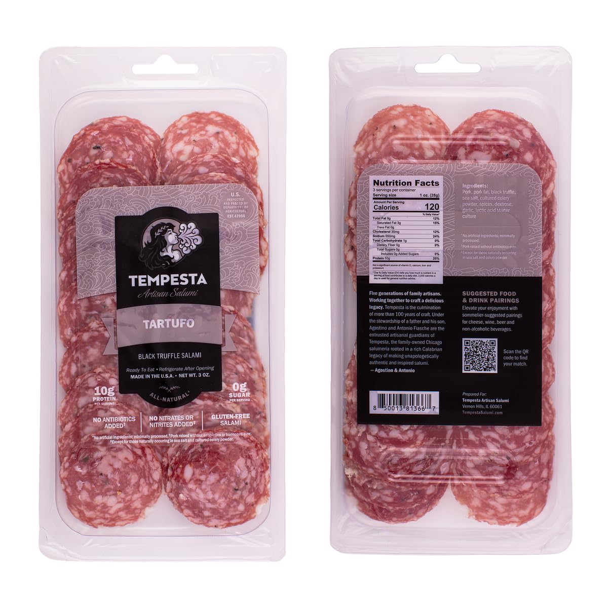 Tempesta TARTUFO Black Truffle Salami, 3 OZ (Pack of 1)