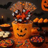 Halloween Pumpkin Gift Basket - Assorted Candy, Chocolates, Cookies & Snacks - Customizable Gift for Kids, Adults, Family, or Office (12" Timberland