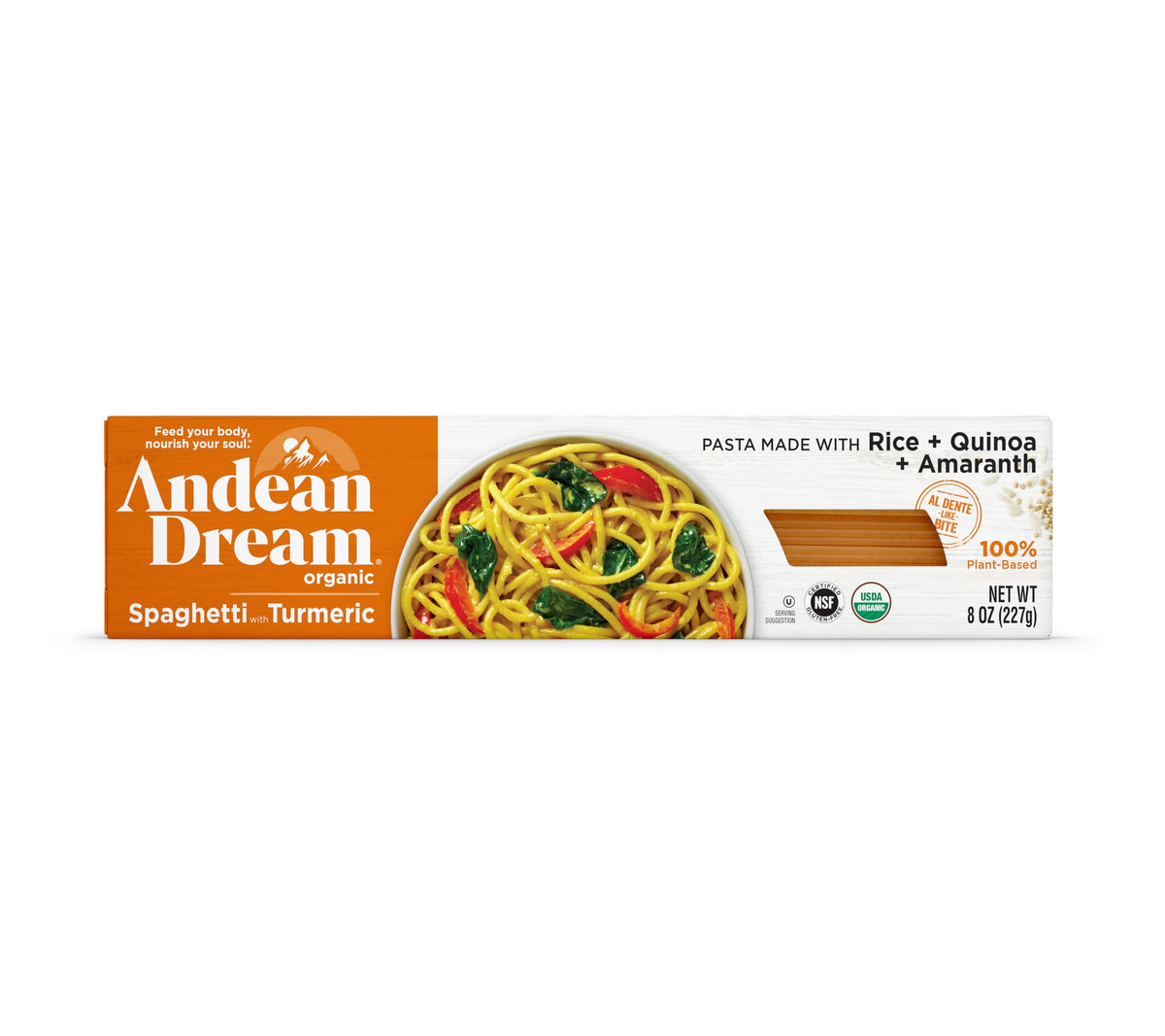 ANDEAN DREAM Organic Spaghetti with Turmeric, 8 OZ