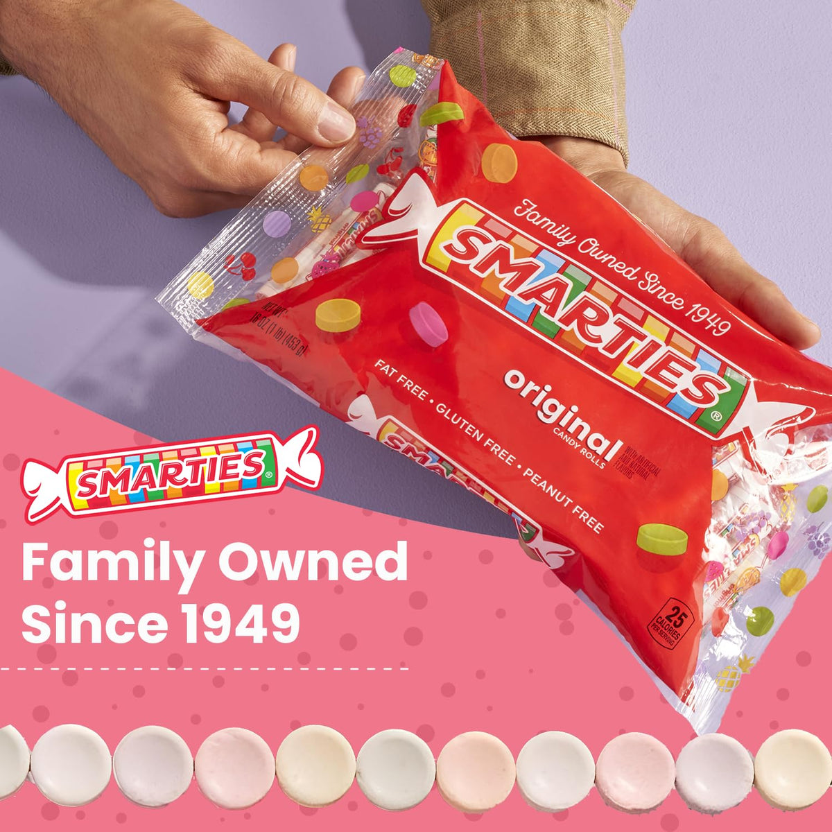 Smarties Candy Bulk Rolls Original Flavor - Gluten & Vegan Free - Classic Sweetness From Family Owned Company Since 1949, Peanut & Dairy Free