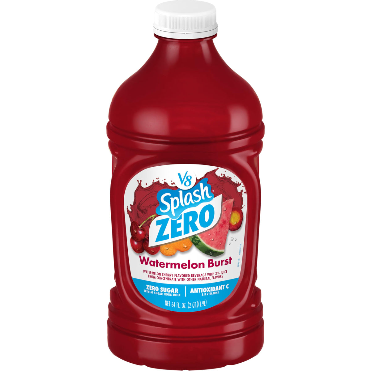 V8 Splash Zero Sugar Watermelon Burst Flavored Beverage, 64 fl oz Bottle