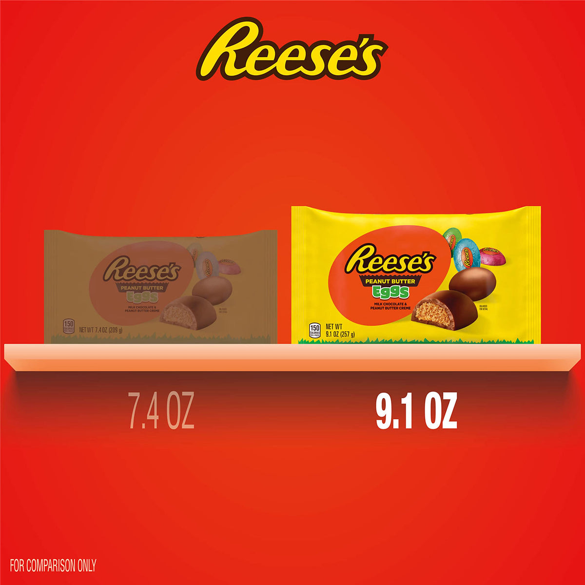 REESE'S Milk Chocolate Peanut Butter Creme Eggs, Easter Candy Bag, 9.1 oz