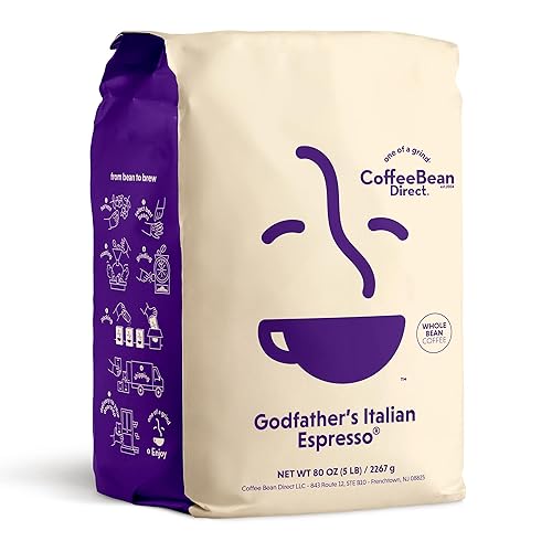 Coffee Bean Direct Godfather’s Italian Espresso®, Whole Bean Coffee, Handcrafted Blend, Dark Roast, 5 Pound Bag (Pack of 1)