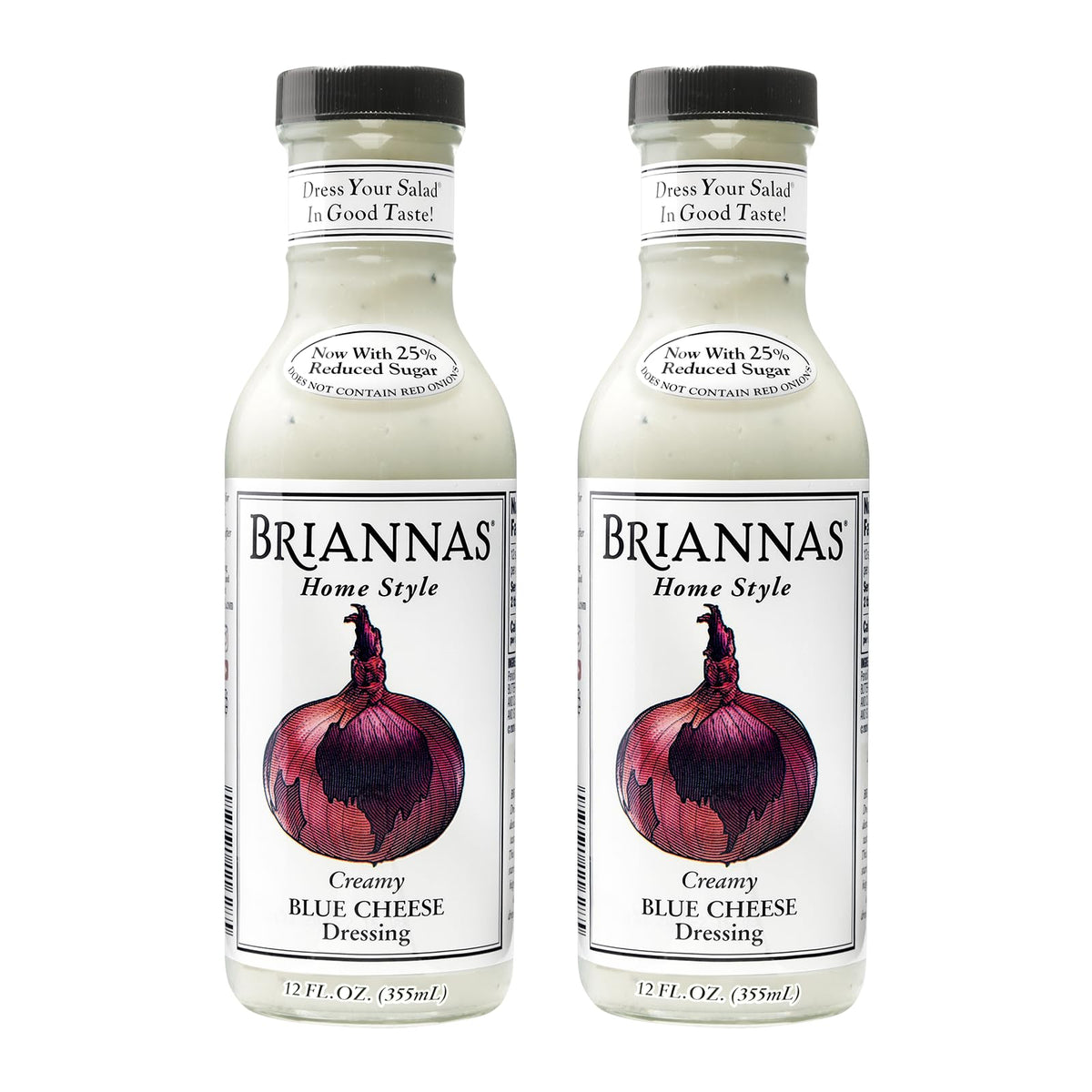 BRIANNAS - Home Style Creamy Blue Cheese Dressing - Fine Salad Dressing made with Premium Ingredients - Gluten Free & Low Sugar Dressing - 12 oz
