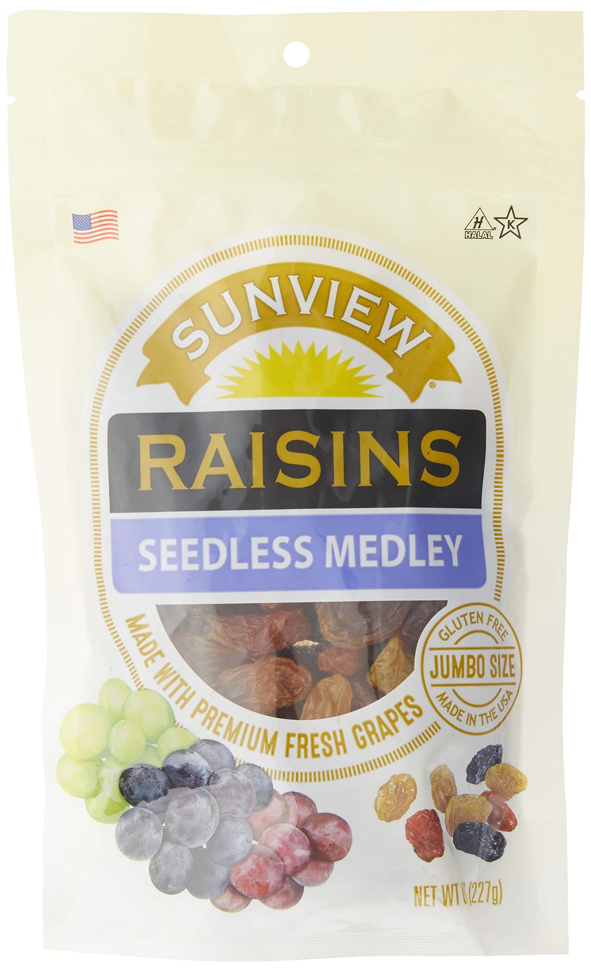 Medley Raisins, Jumbo Seedless 6 Pouches - 8oz