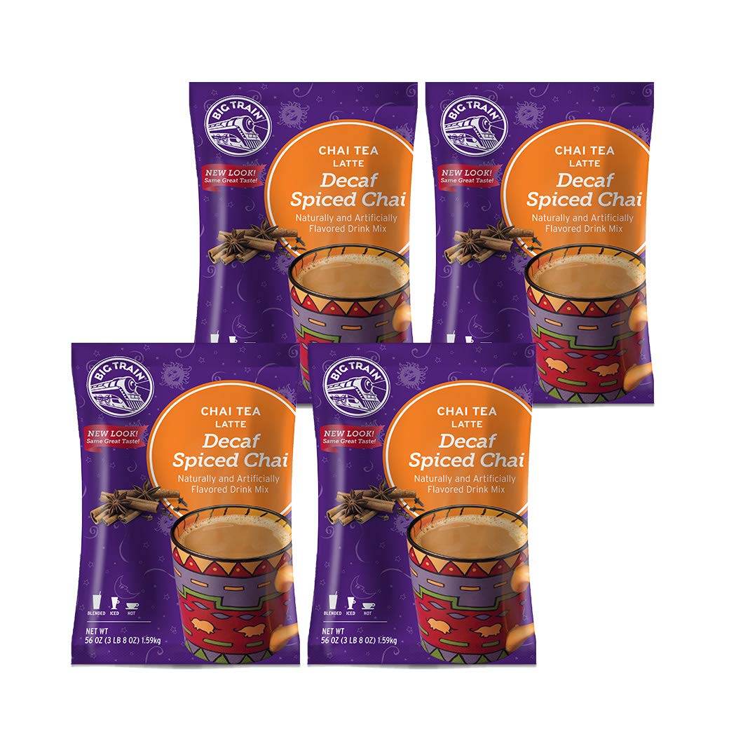Big Train Chai Tea Latte Mix - 3.5 lb bags - Case of 4 - Single Flavor (Decaf Spiced)