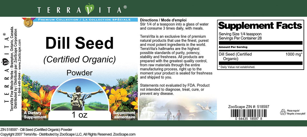 Dill Seed (Certified Organic) Powder (1 oz, ZIN: 518597) - 3 Pack