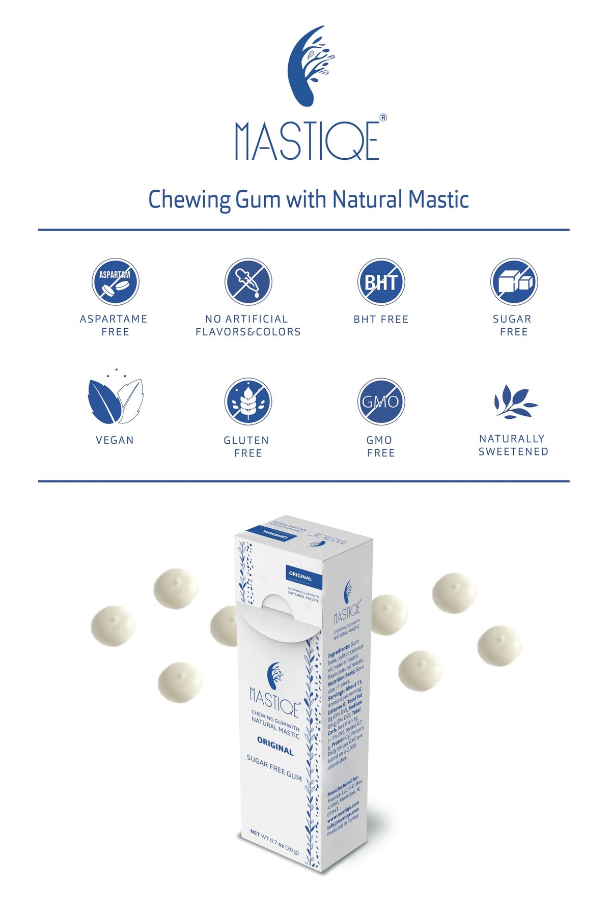 Mastiqe Sugar Free Hard Chewing Gum with Natural Mastic (Variety Pack)