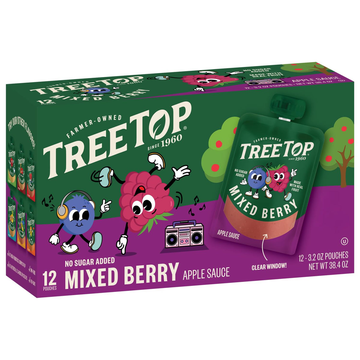 Tree Top Applesauce Pouches (3.2 Ounce (Pack of 12), Mixed Berry)