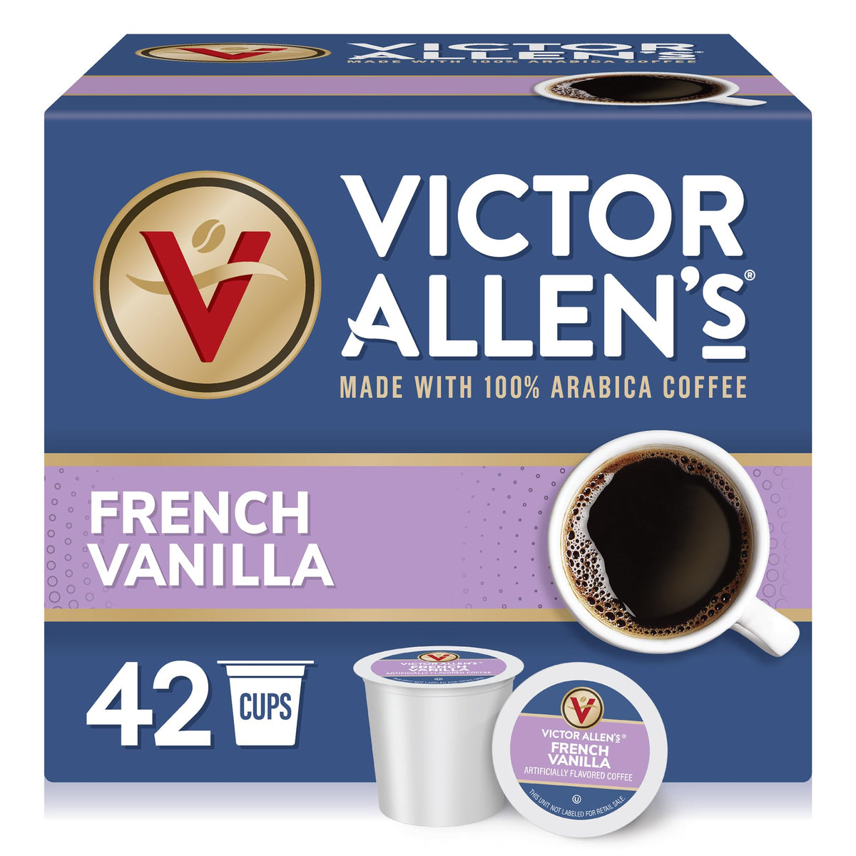 Victor Allen's Coffee French Vanilla Flavored Coffee, Medium Roast, 42 Count, Single Serve Coffee Pods for Keurig K-Cup Brewers