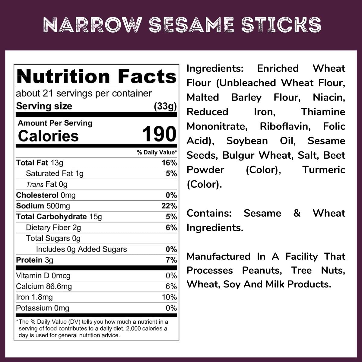 Original Sesame Sticks - 1.5 Lb (24 Oz) Tub