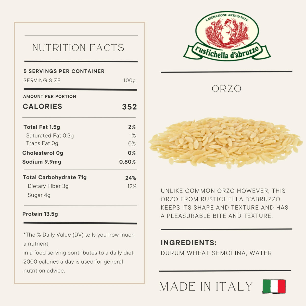 Rustichella Orzo 17.5-Ounce Bags (Pack of 4)