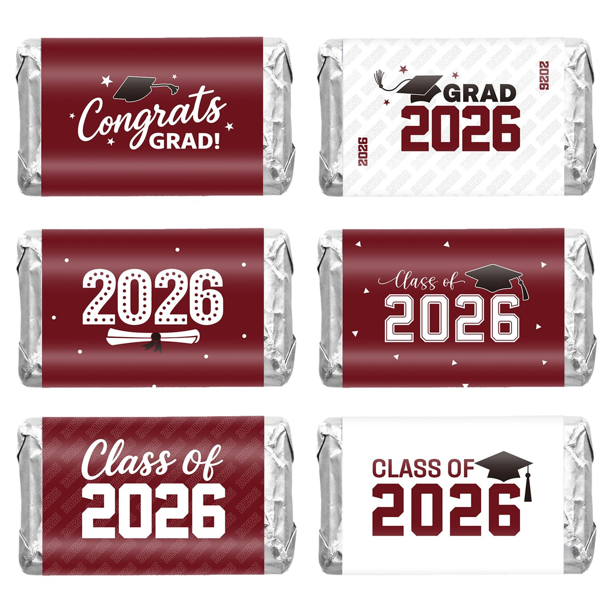 Anwyll 120Pcs Graduation Party Favor Decoration Stickers 2026 Grad Mini Candy Chocolate Bar Wrapper Label Sticker Self Adhesive Congrats Graduation