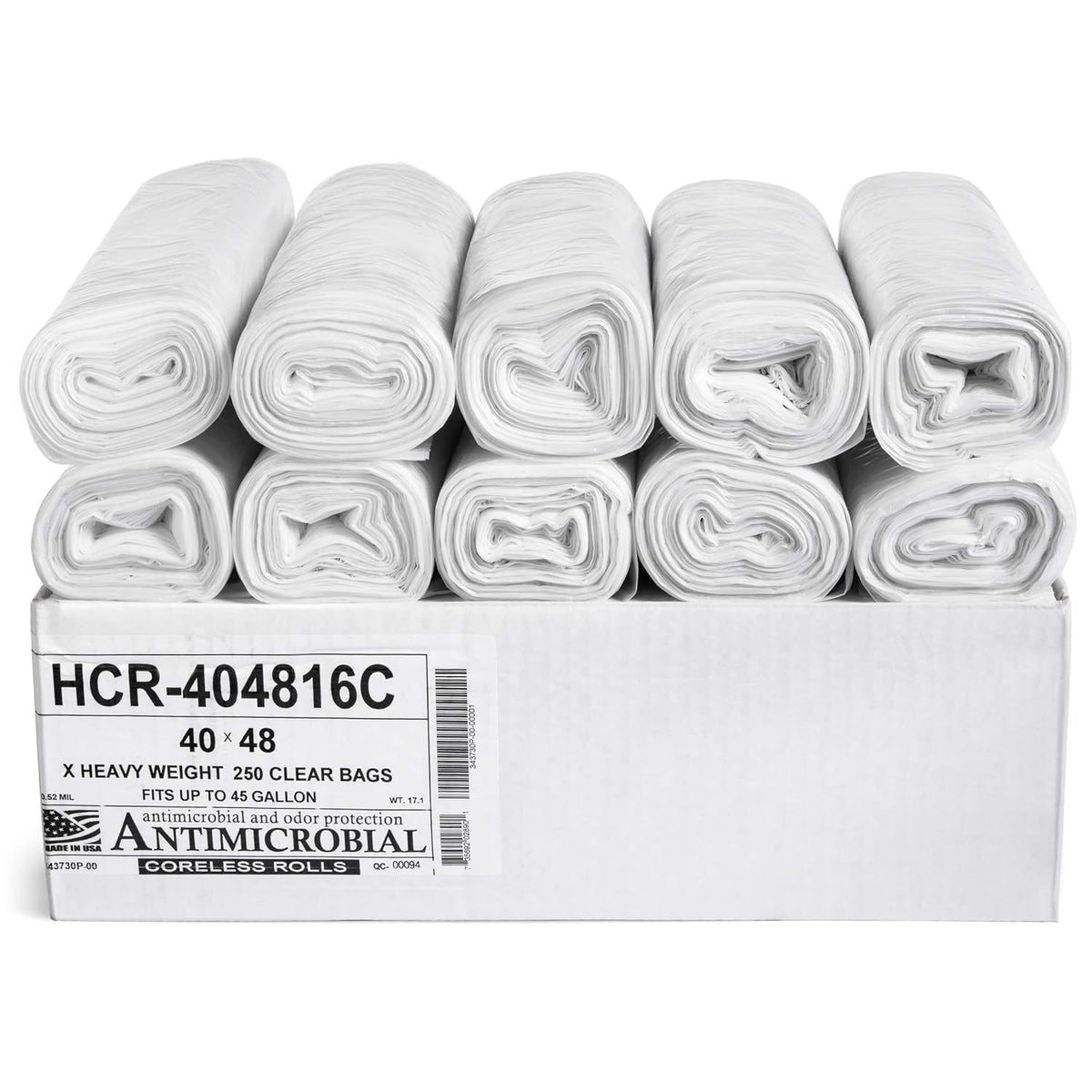 Aluf Plastics 45 Gallon Clear Trash Bags 40" x 48" - 16 Micron Equivalent High Density Value Garbage Bags, HCR-404816C (Pack of 1, 250 Count Total)