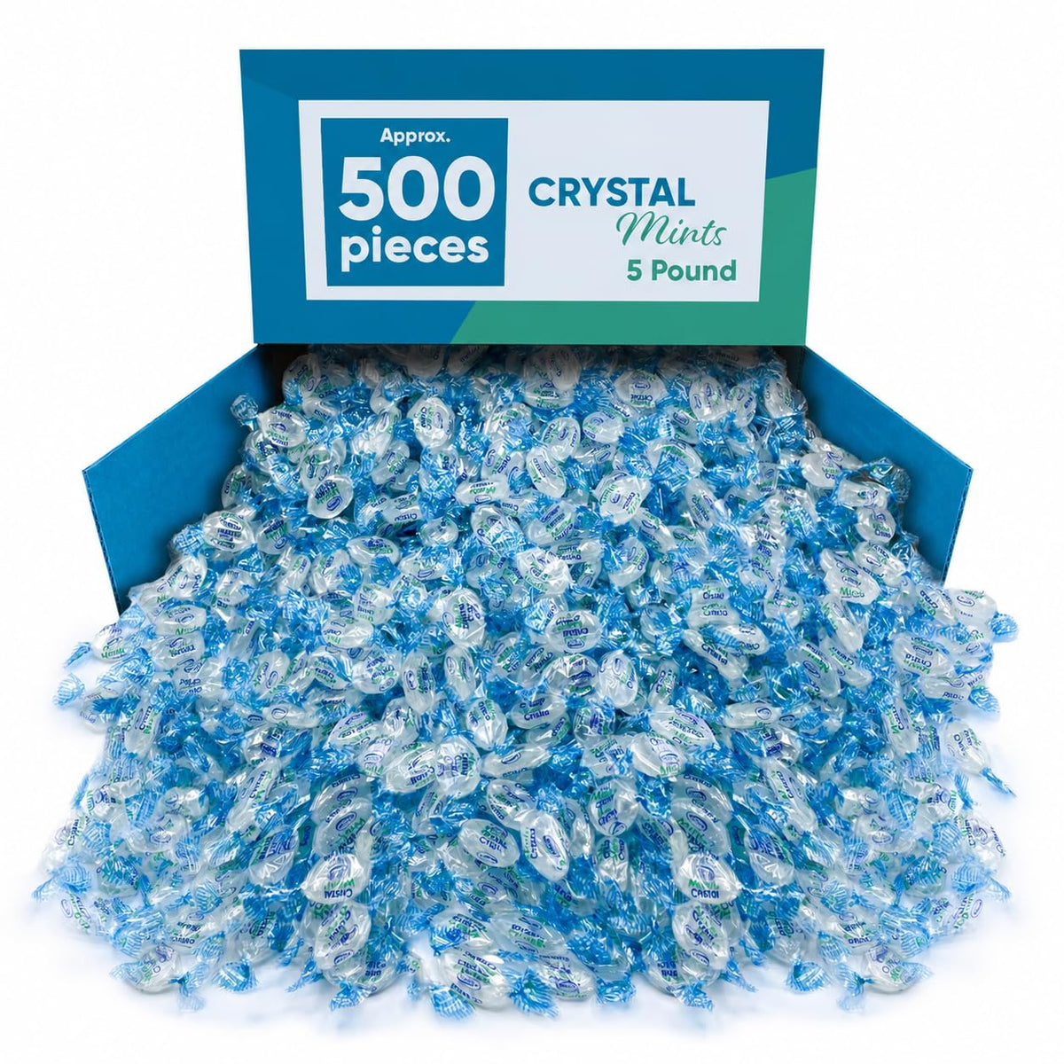 Crystal Mint Hard Candy Individually Wrapped Bulk Bag - 5 lb (Approx. 400 pieces)