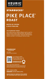 Starbucks® Pike Place Roast K-Cup® Packs, 32-count - Medium Roast (Packaging May Vary)