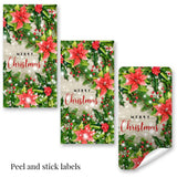 Watercolor Red Poinsettia Christmas Miniature Chocolate Candy Bar Sticker Wrappers, 45 Wrap Around Labels Sized 1.4" x 2.6" by AmandaCreation, Great