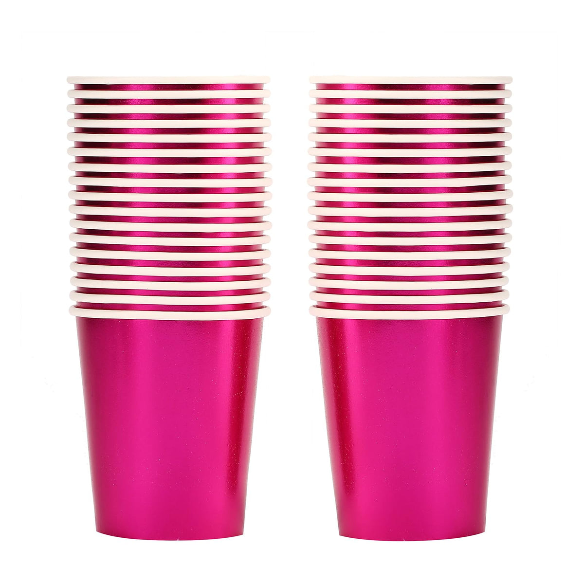 ZebrAnt Rose Red Paper Cups 9 oz [50 pack] Disposable Party Cup for Hot Cold Drinks Tea Coffee Water Milk Juice Glitter Holographic Red Picnic Home