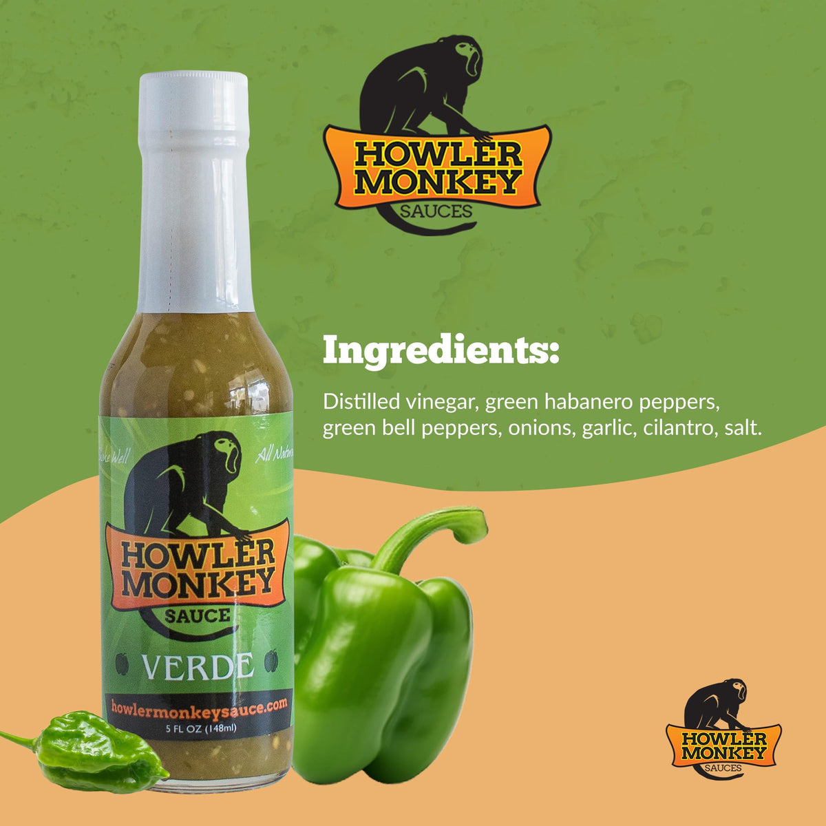 Howler Monkey Sauce - Verde Hot Sauce - 5 Fl Oz (Pack of 1)