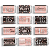 Zonon 180 Pcs Sweet 16 Birthday Candy Bar Wrappers, Mini Chocolate Stickers