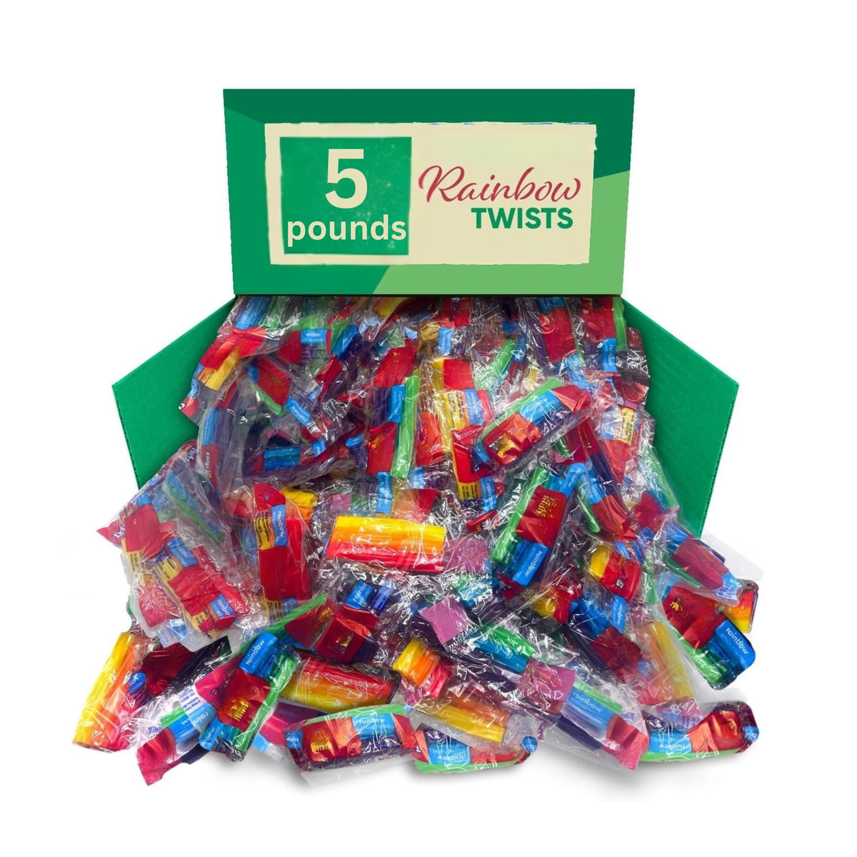 Rainbow Licorice Twists, Assorted Fruit Flavors, Bulk Candy - 5 lb (Approx. 200 pieces)