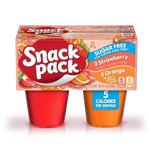 Snack Pack Zero Sugar Strawberry and Orange Flavored Low Calorie Juicy Gels Cups, 3.25 oz., 4-Count