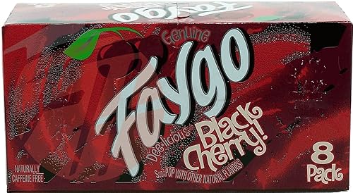 Faygo Black Cherry! flavored soda pop. 8-pack 12-fl. oz. cans in box (1)