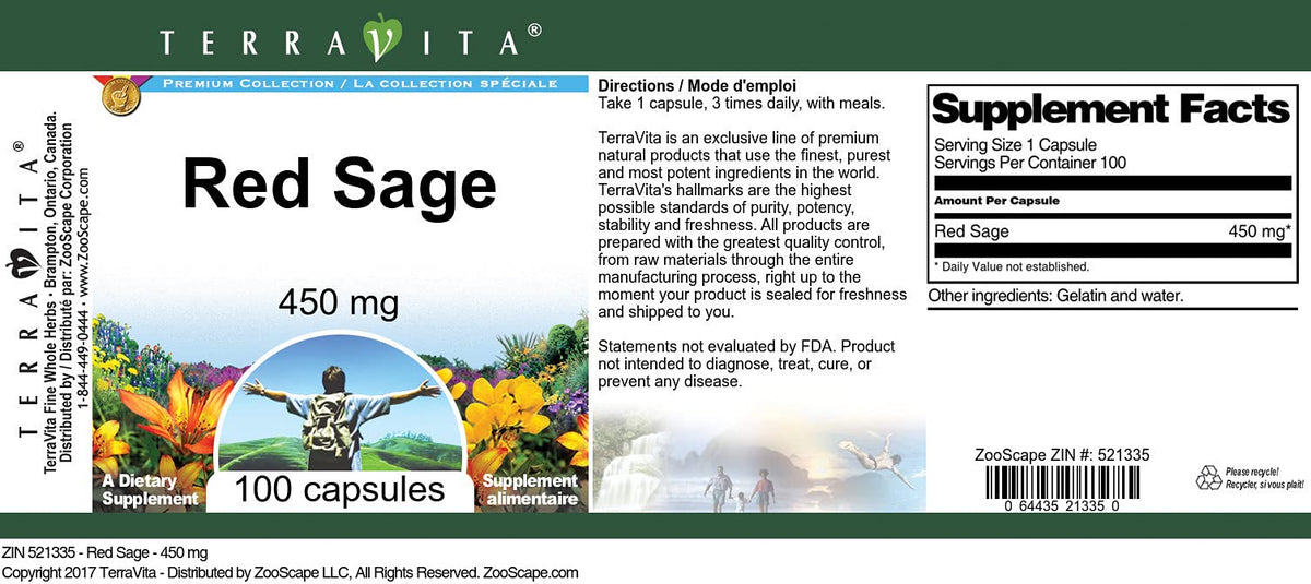 Red Sage - 450 mg (100 Capsules, ZIN: 521335) - 3 Pack