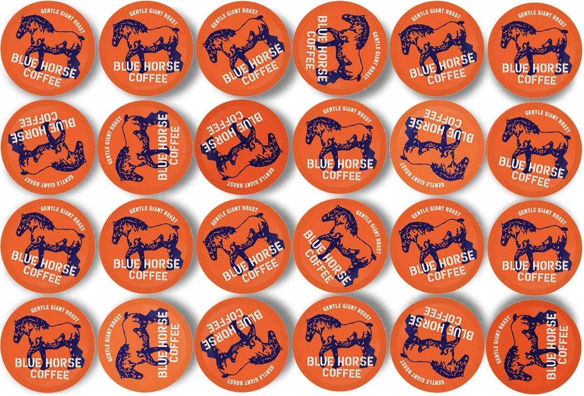 Blue Horse 'Gentle Giant' Original Coffee Pods, Medium Roast, 24ct Single Serve, Compatible with K Cups 2.0, Farm Fresh, Premium 100% Arabica Beans