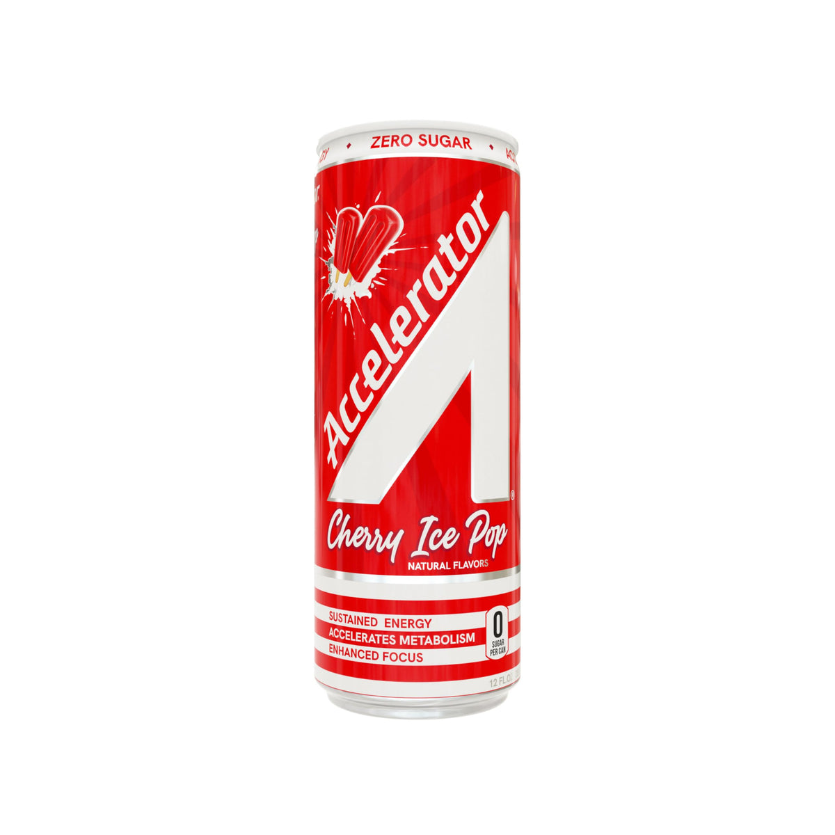 A SHOC Accelerator Cherry Ice Pop Energy Drink, 12 fl oz can