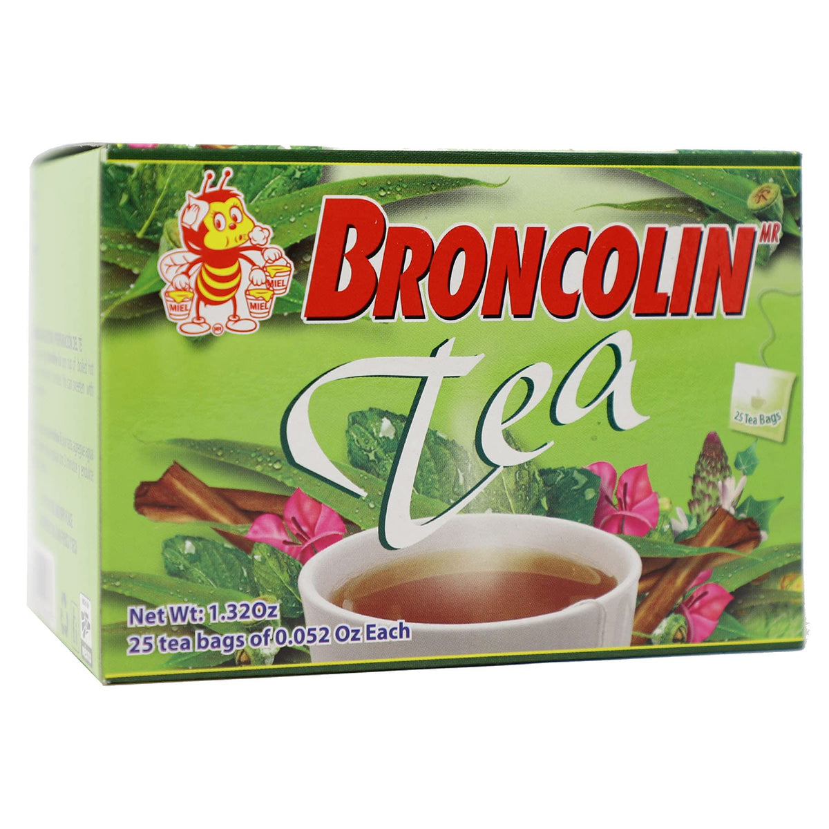 Broncolin Tea, Natural Remedy, Herbal Tea Made with Plant Extracts, 2-Pack of 25 Tea Bags