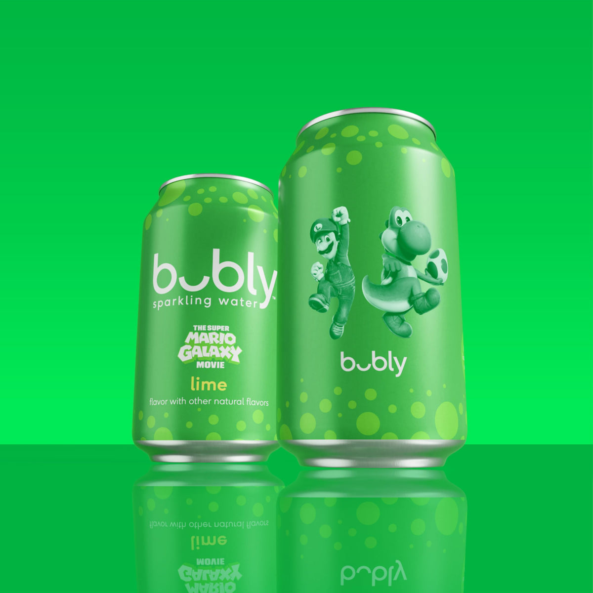 bubly Sparkling Water, The Super Mario Galaxy Movie Lime, Zero Sugar & Zero Calories, 12 Fl Oz Cans (Pack of 8), Packaging May Vary