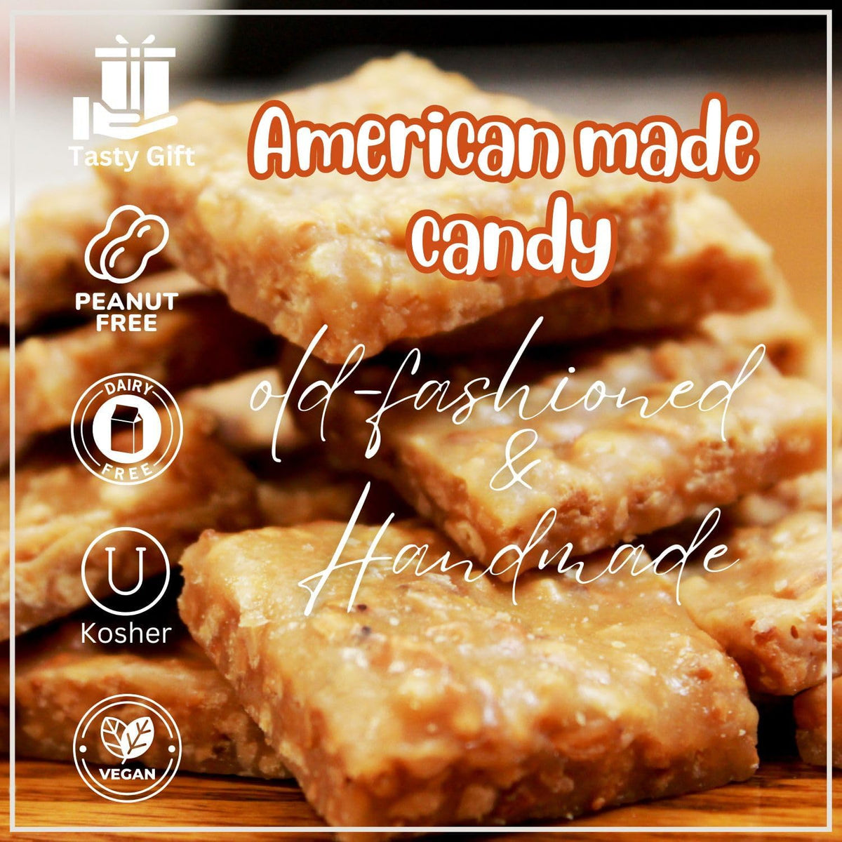 Gourmet Macadamia Brittle White Gift Box - by Its Delish | Handmade Old-Fashioned Style | Beautiful & Delicious Square Cut Pieces 16 Oz Macadamia